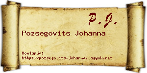 Pozsegovits Johanna névjegykártya